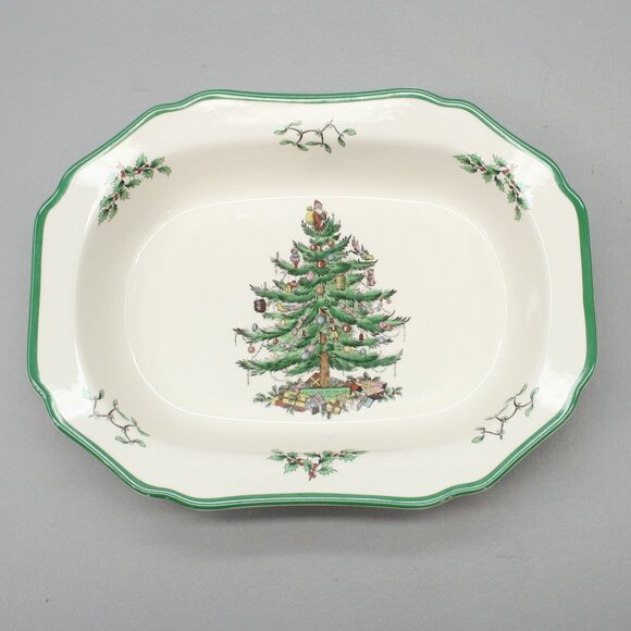 Spode Oval Serving Bowl Vegetable Dish 11.5"x8.5" Christmas Tree England S3324-V - Picture 1 of 6